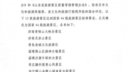 菏泽一家景区正式确定为国家4A级！